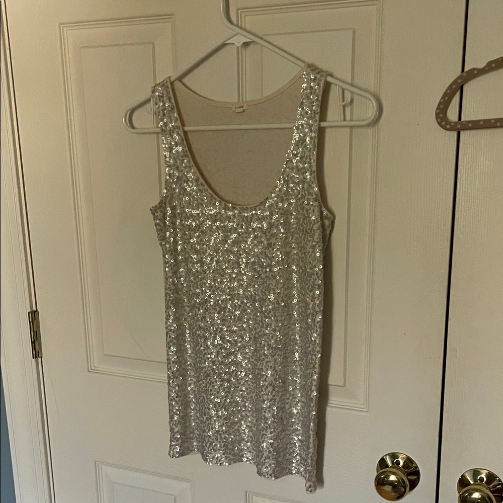 J. Crew Silver Sequin Tank Top xs